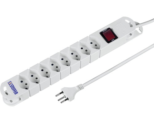 Steckdosenleisten 8xT13 mit Kinderschutz weiss mit Schalter und Magnet