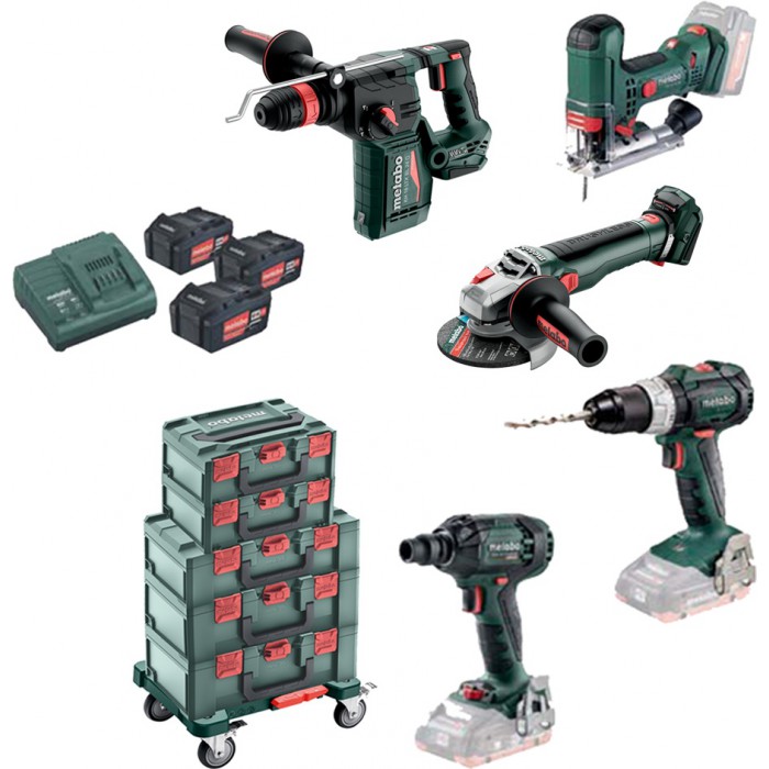 Metabo ComboSet Bauhandwerk 5.3.0 inkl. 5 Metaboxen, Rollbrett, 3 Akkus 5.