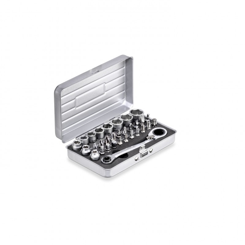 TECHNOCRAFT Steckschlüsselsatz 1/4" 31-t mit Doppel-Ratschenschlüssel 1/4" + 11mm