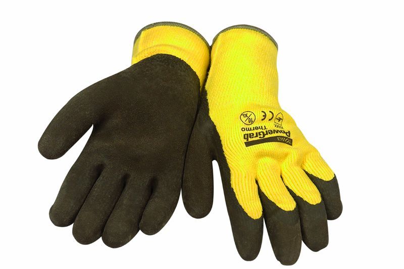 Rohgummihandschuhe POWERGRAB Thermo Gr.9 braun MicroFinish  (VE-12)