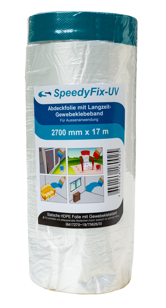 Malerfolie m. Langzeit Klebeband 1.4x20m SpeedyMask -UV Karton à 30 Rollen