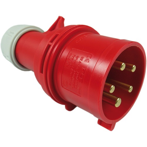 Stecker CEE 5p 32A 400V rot 5 Pol. IP 44 Spritzwassergeschützt