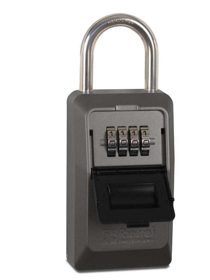Schlüsseldepot mit Bügel zur Befestigung verstellbares Zahlenschloss, Metallgehäu