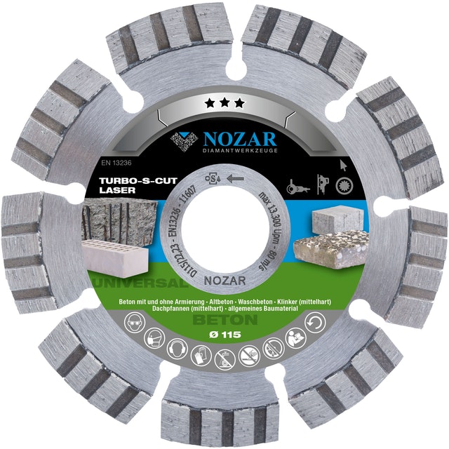Nozar Dia-Scheibe Turbo Cut P 125mm Beton, Natur + Kunststein, Dachziegel