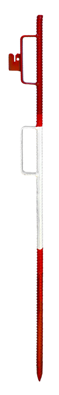 Lattenpfahl mit 2 geschlossenen Lattenhaltern rot/weiss