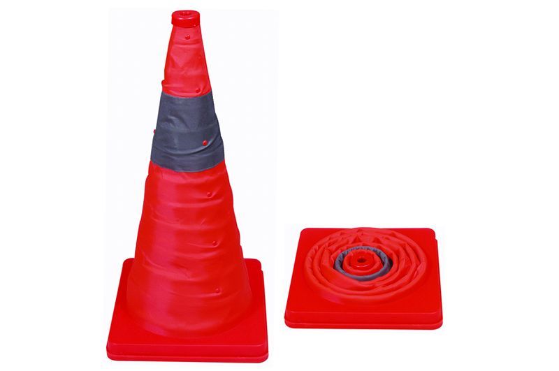 Verkehrskegel faltbar mit Licht Höhe cm: 63, Fuss cm: 30 x 30