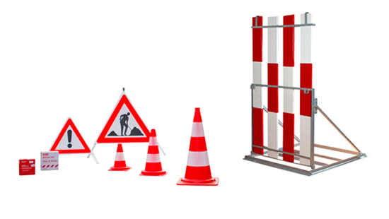 Kachelbild Absperrmaterial, Signalisation