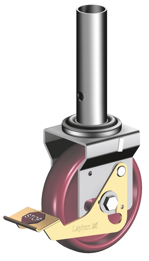 Lenkrolle 400, Kunststoffrad 150mm mit Bremshebel und schrauben