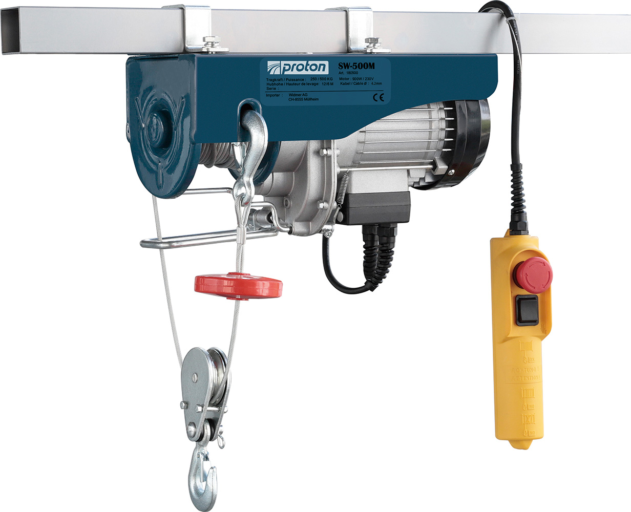 PROTON SW-500M Elektro-Seilwinde 230V , Last Max. 500Kg ,Seillänge 12m