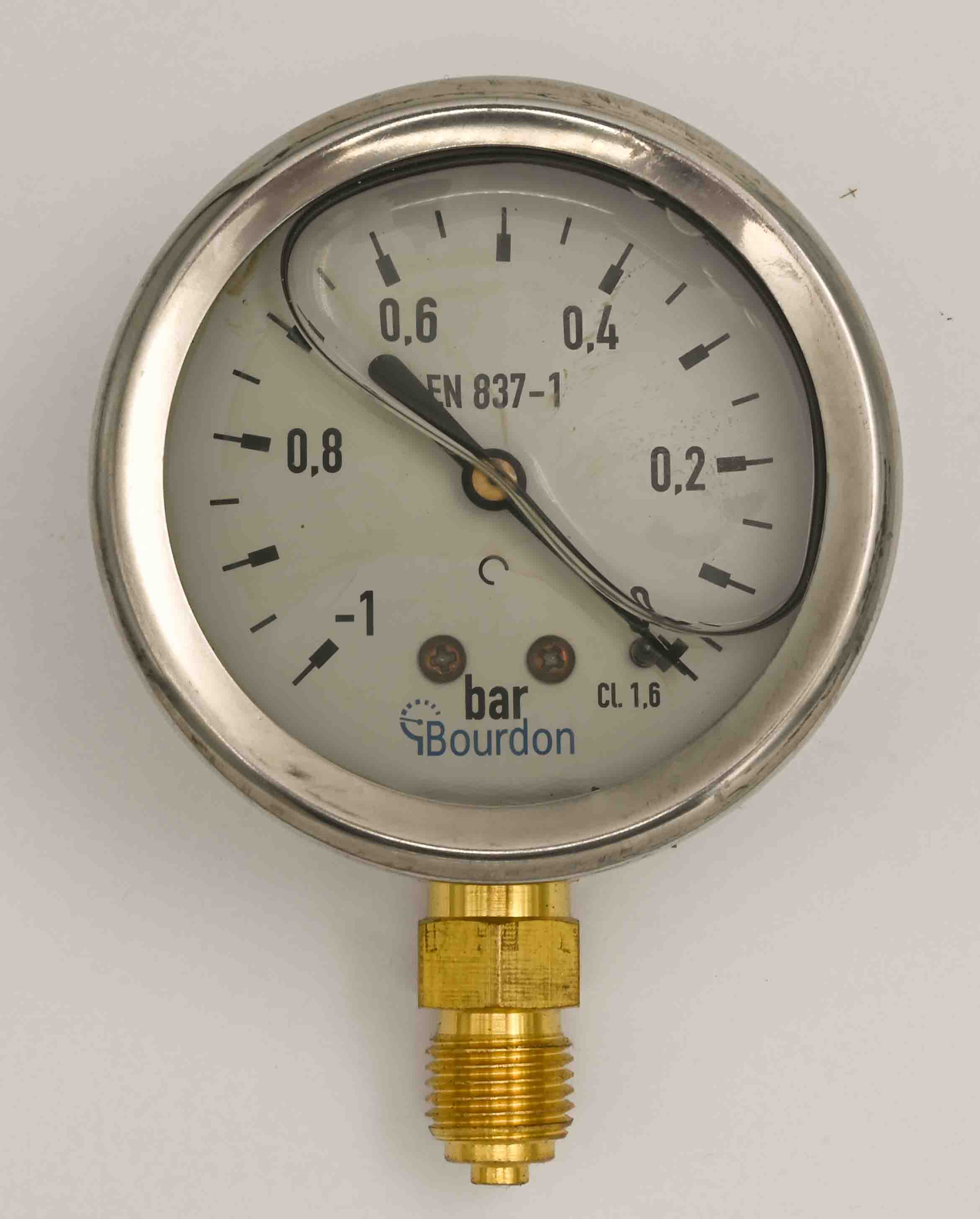 Glyzerin Manometer -1 - 0 Bar DM 63 mm, Anschluss unten 1/4"