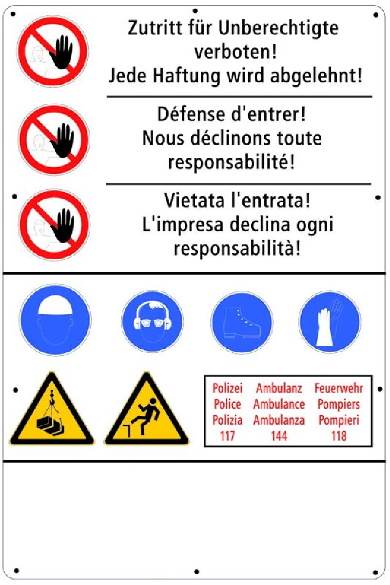 15.12 Zutritt für Unberechtigte verboten Grösse cm: 85/60, Ausführung: ALU