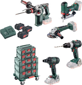Metabo ComboSet Bauhandwerk 5.3 inkl. 5 Metaboxen, Rollbrett, 3 Akkus 5.