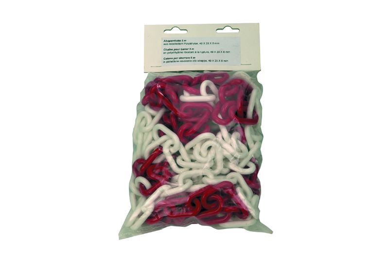 .KUNSTSTOFFKETTEN  5 METER MIT 2 GLIEDERN, ROT/WEISS