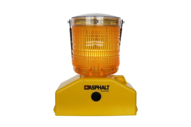 Baustellenlampe ASPHALT SOLAR mit 4 LED Blink-/Dauerlicht