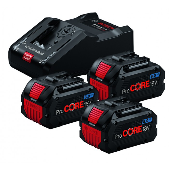 18 V-LI Procore Starterset BOSCH 3 Akku 8,0Ah, Ladegerät GAL 18V-160C