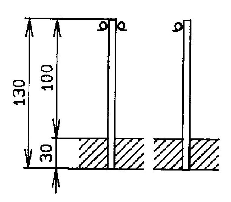 Absperrpfosten mit Haken, z.Einbetonnier Rohr Ø: 1.5, Haken: 1