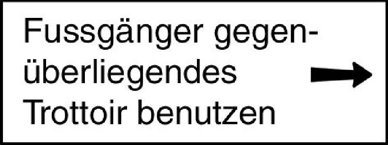 10.029 Zusatztafel EG Grösse cm: 50/20, Text: Fussgänger gegen