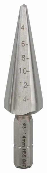 BLECHSCHAELBOHRER  3-14MM  1/4" BIT