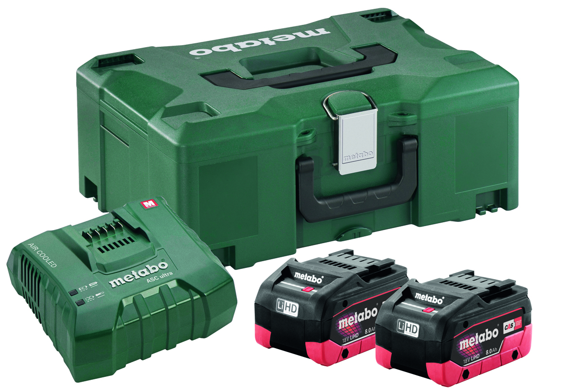 Akku-Basisset 18Volt 8.0Ah in METALOC 2x Akku 8.0Ah, 1x Ladegerät