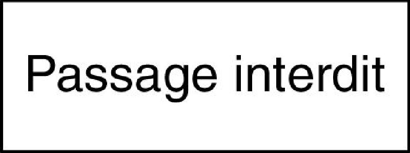 10.251 Zusatztafel EG Grösse cm: 50/20, Text: Passage interdit