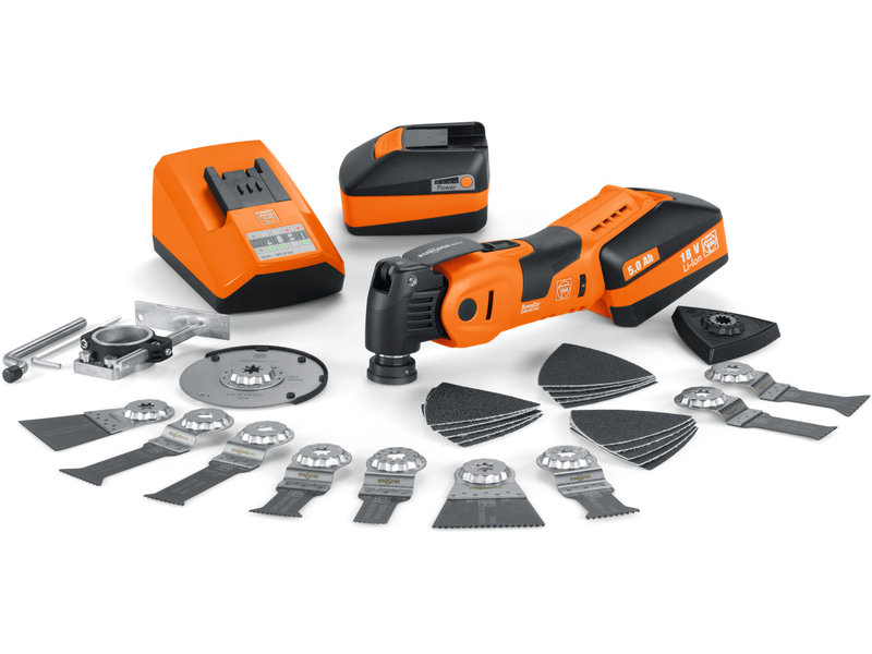 Fein Akku-SuperCut AFSC 18 QSL STARLOC 2 Akku 5 Ah, Ladegerät / Holz Innenausba