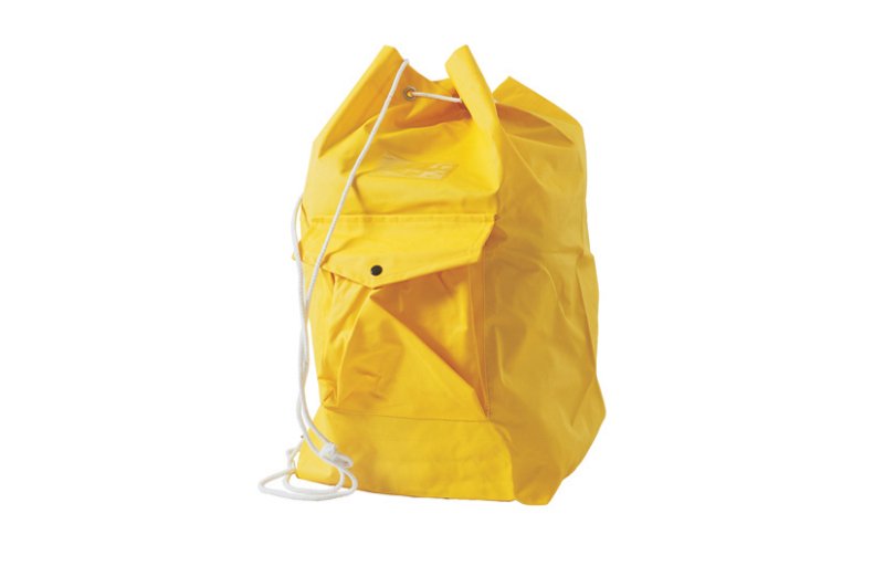 Arbeitskleider-Sack aus gelben PVC mit Kordelzug Gr.56x31x22cm