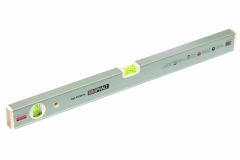 .ALU-WASSERWAAGE "ASPHALT" A7  /   60 CM SILBER, MESSTOLERANZ 0,5MM/M