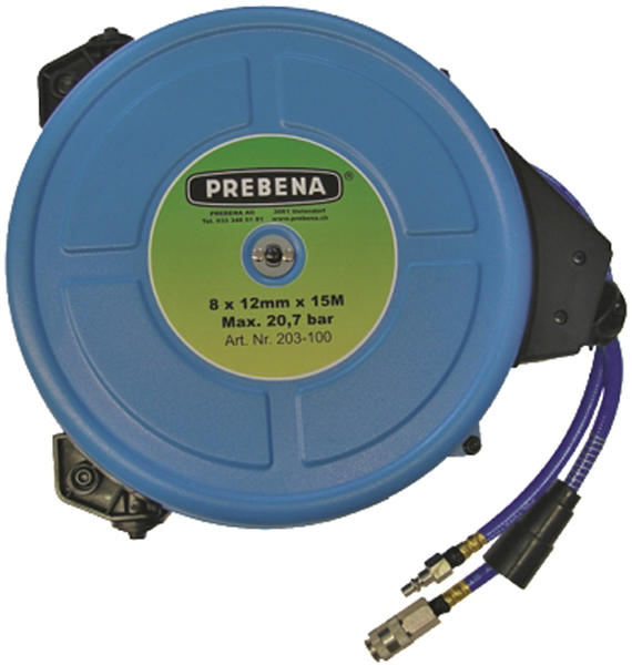 PREBENA Druckluft Schlauchaufroller 15m 8x12mm m. automatischem Rückzug