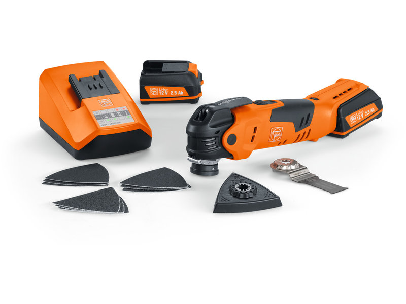 Fein Akku-Multitalent AFMT 12QSL STARLOC 2 Akku 2.5Ah, Ladegerät 11tlg Zubehörset